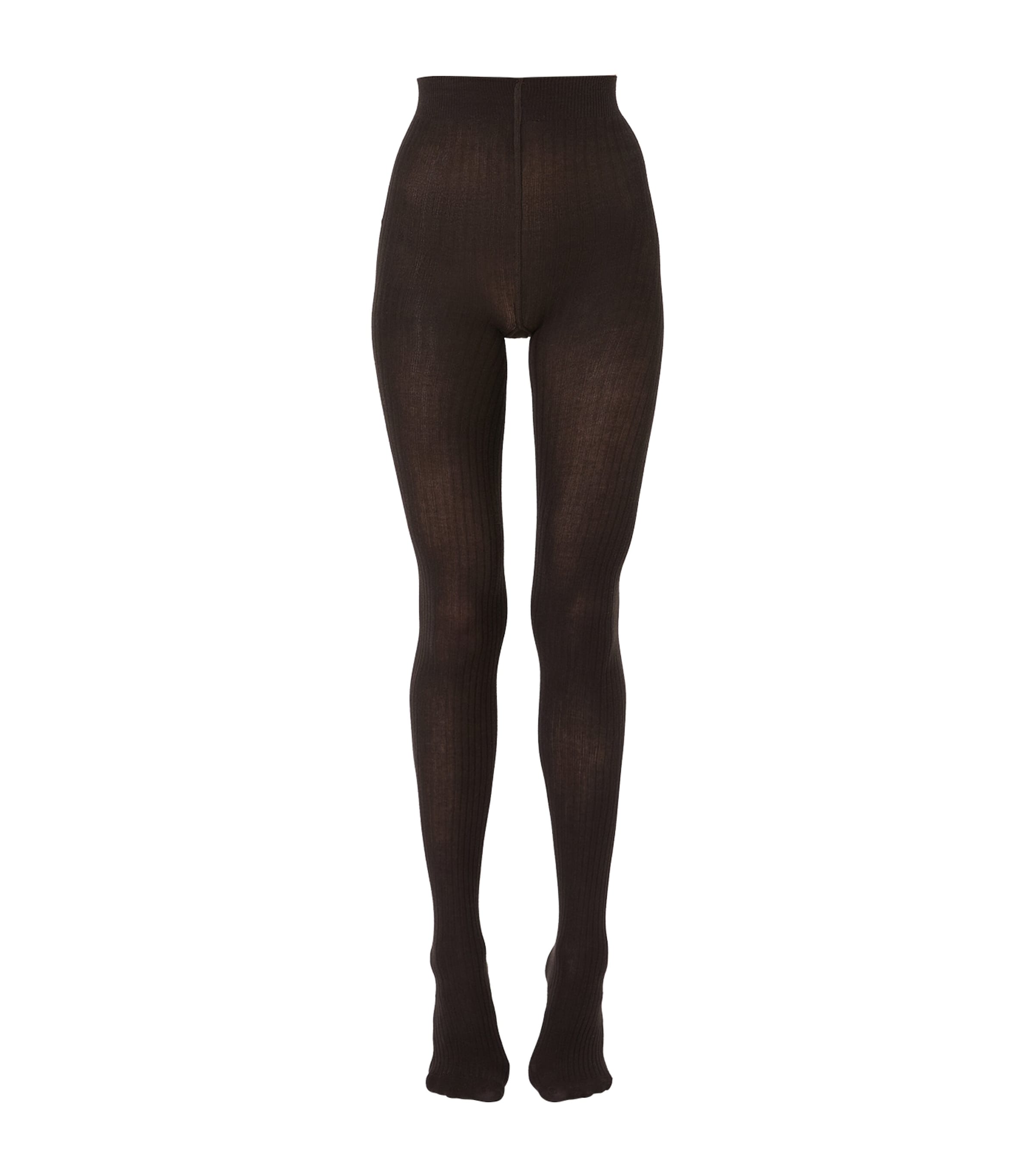 Max Mara Womens Stretch-Cotton Rib-Knit Tights Dark Brown