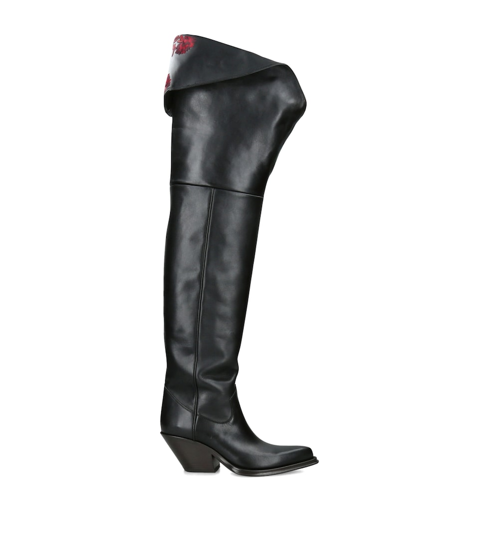 Chloé Leather Azelan Over-the-Knee Boots 65 Black