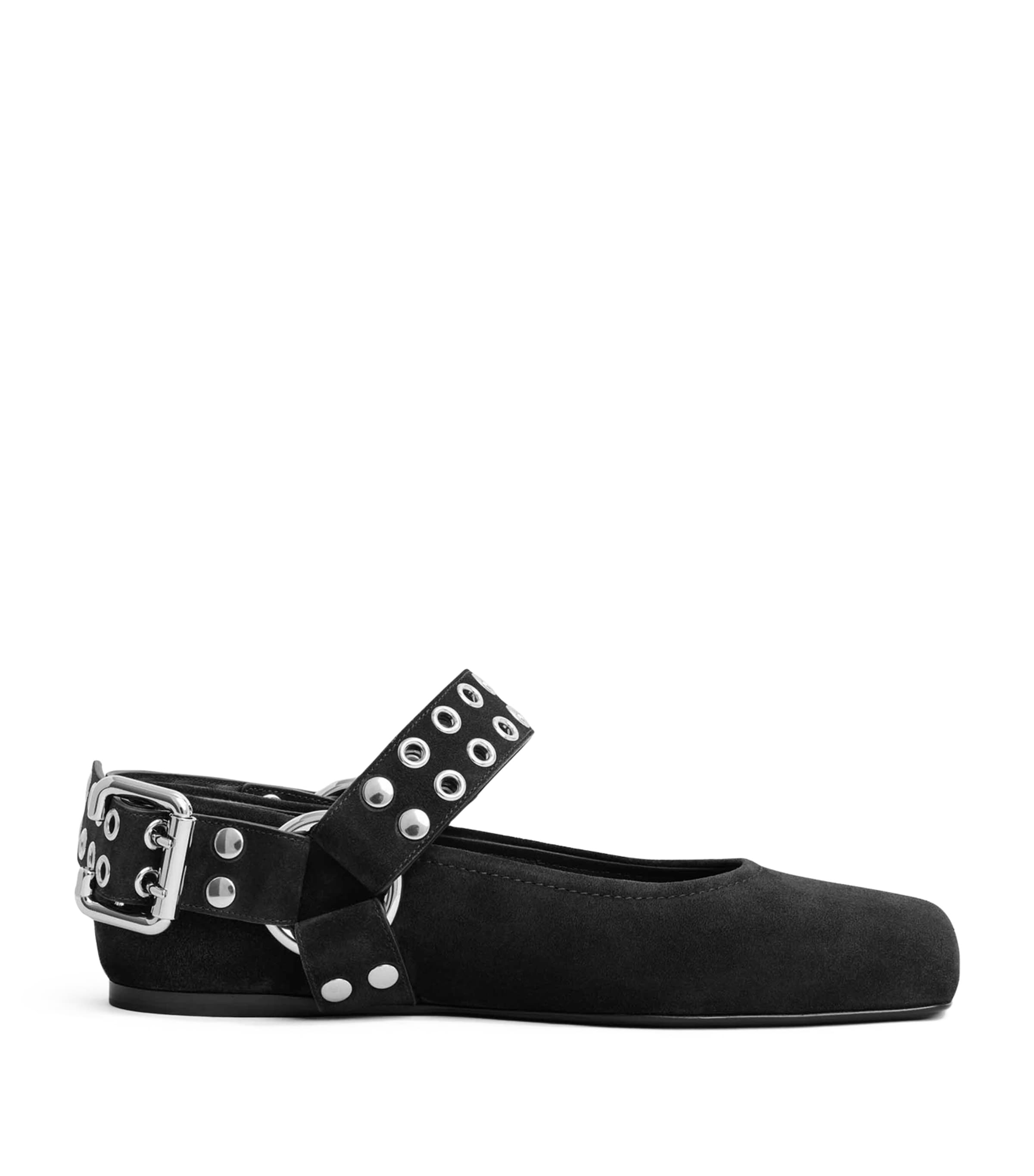 Suede Studded Ballet Flats
