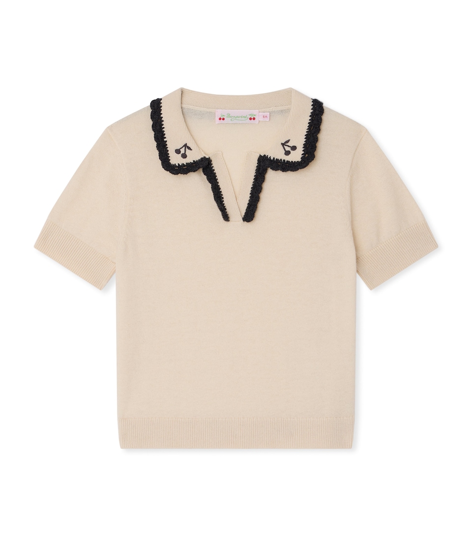 Bonpoint Wool-Cotton Embroidered Polo Shirt (10-14 Years) Upb Ecru