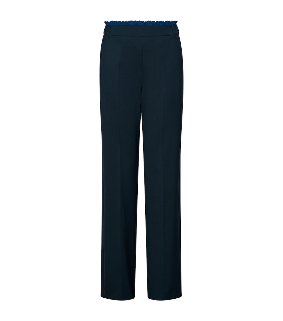 Marella Womens x Cora Corré Ruffle-Trim Flared Trousers Navy