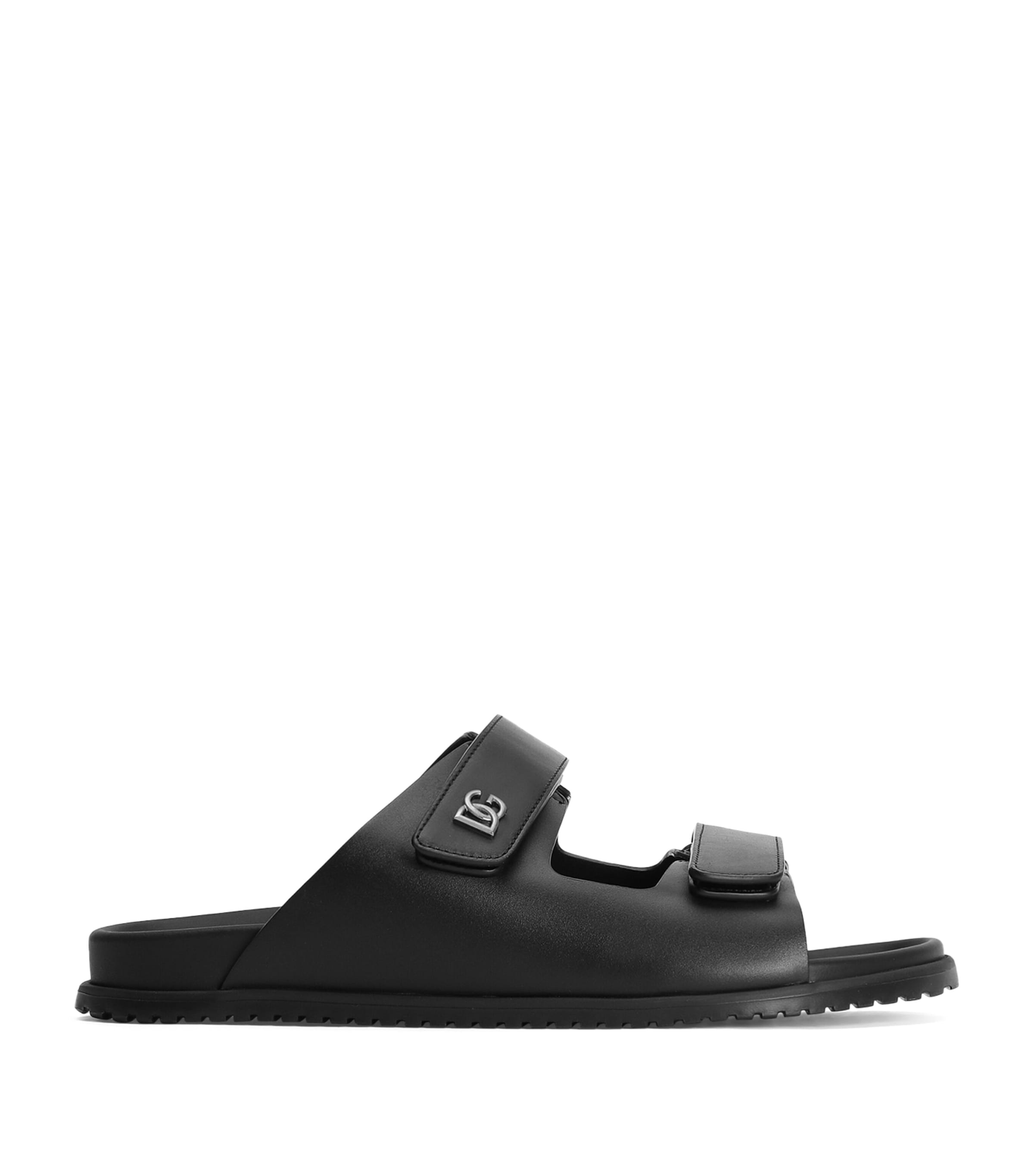 Dolce&Gabbana Leather Logo Sandals Black