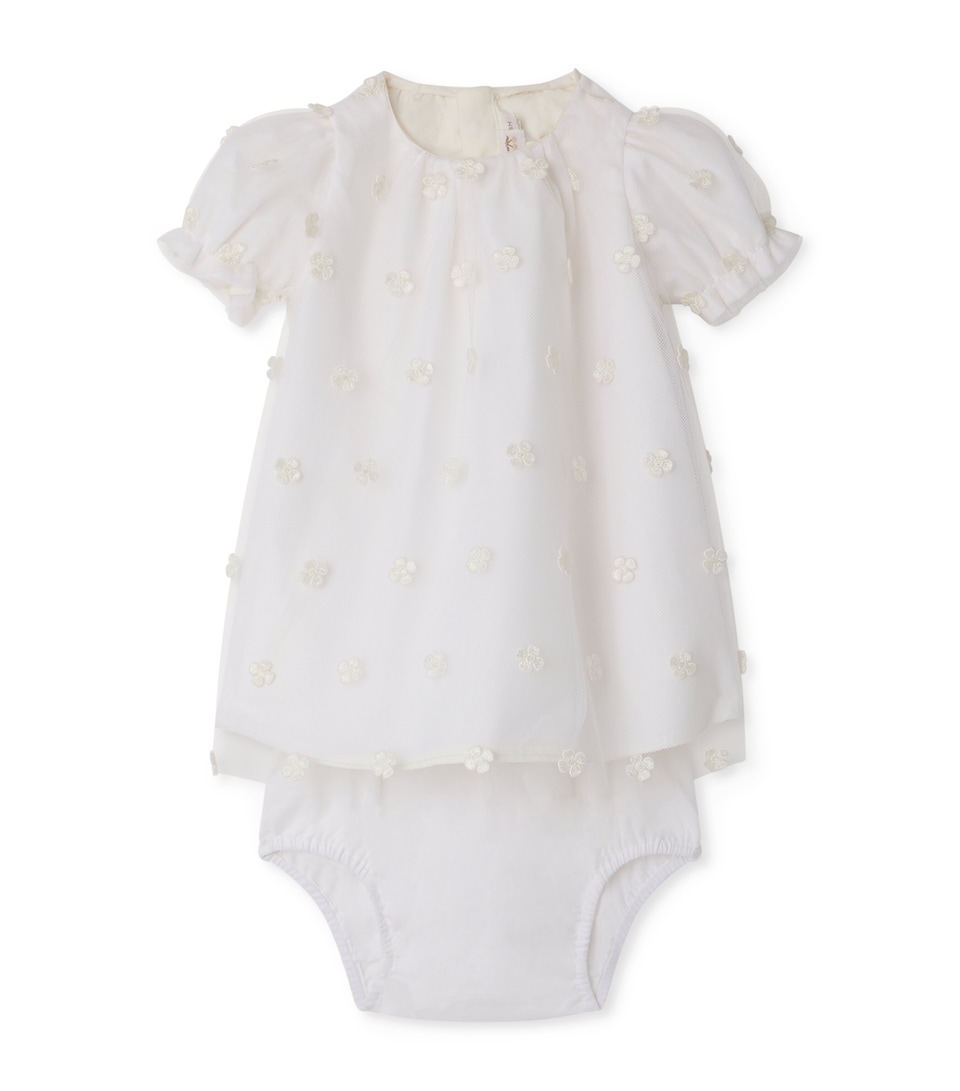Bonpoint Embroiders Dress and Bloomers Set (6-18 Months) Blanc Naturel