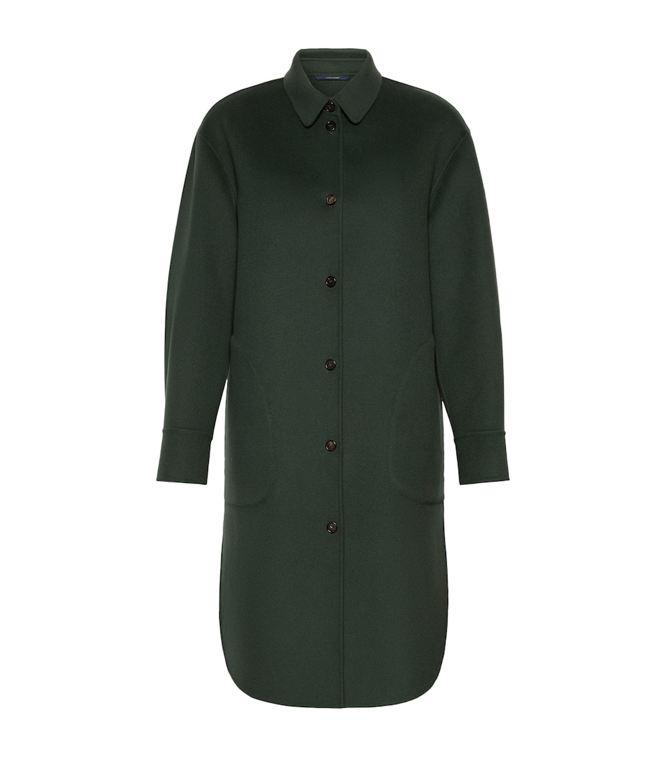 Max Mara Womens Virgin Wool Single-Breasted Coat Dark Green