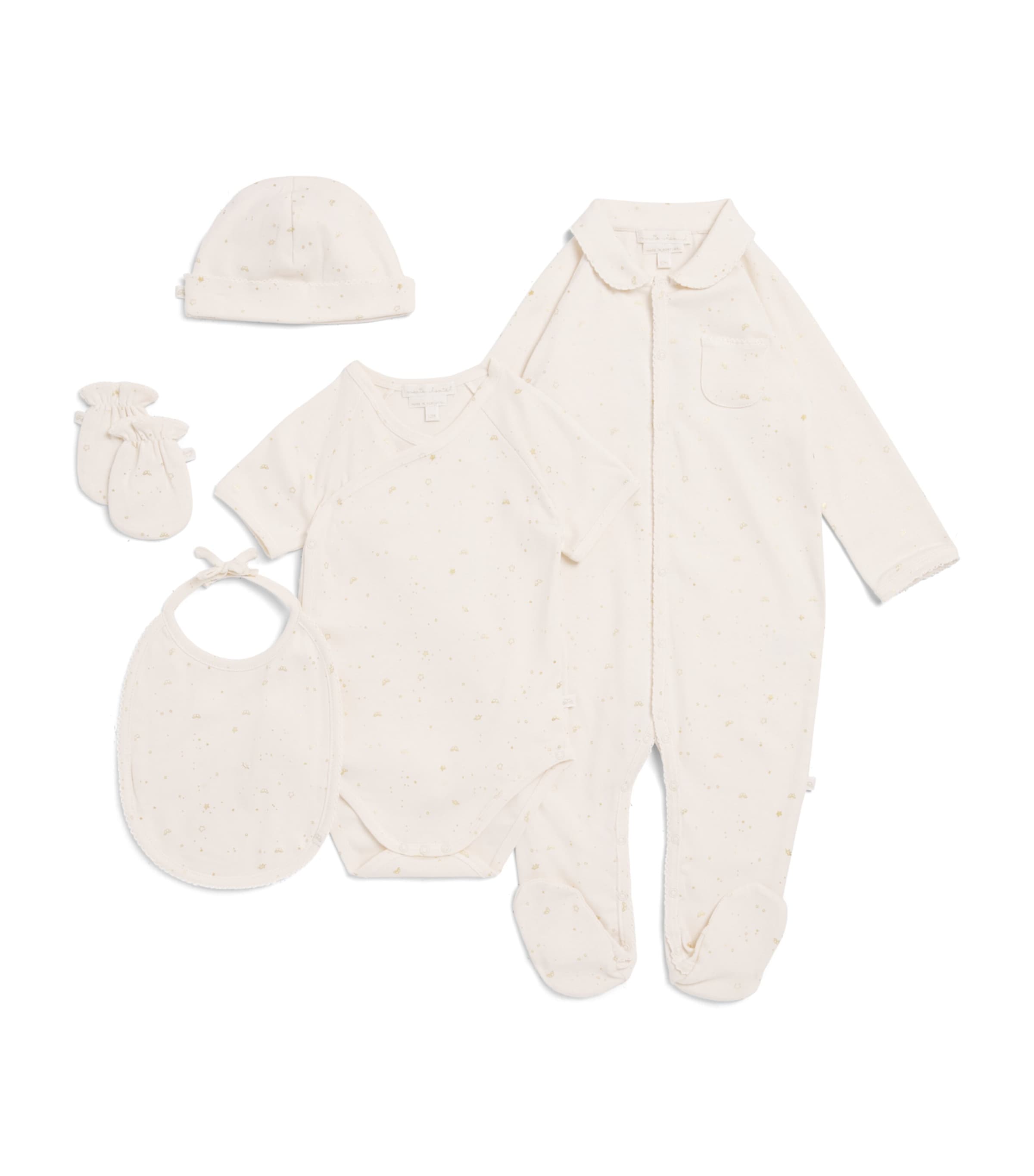 Marie-Chantal Star Print Signature Gift Set (3-12 Months) Natural/gold