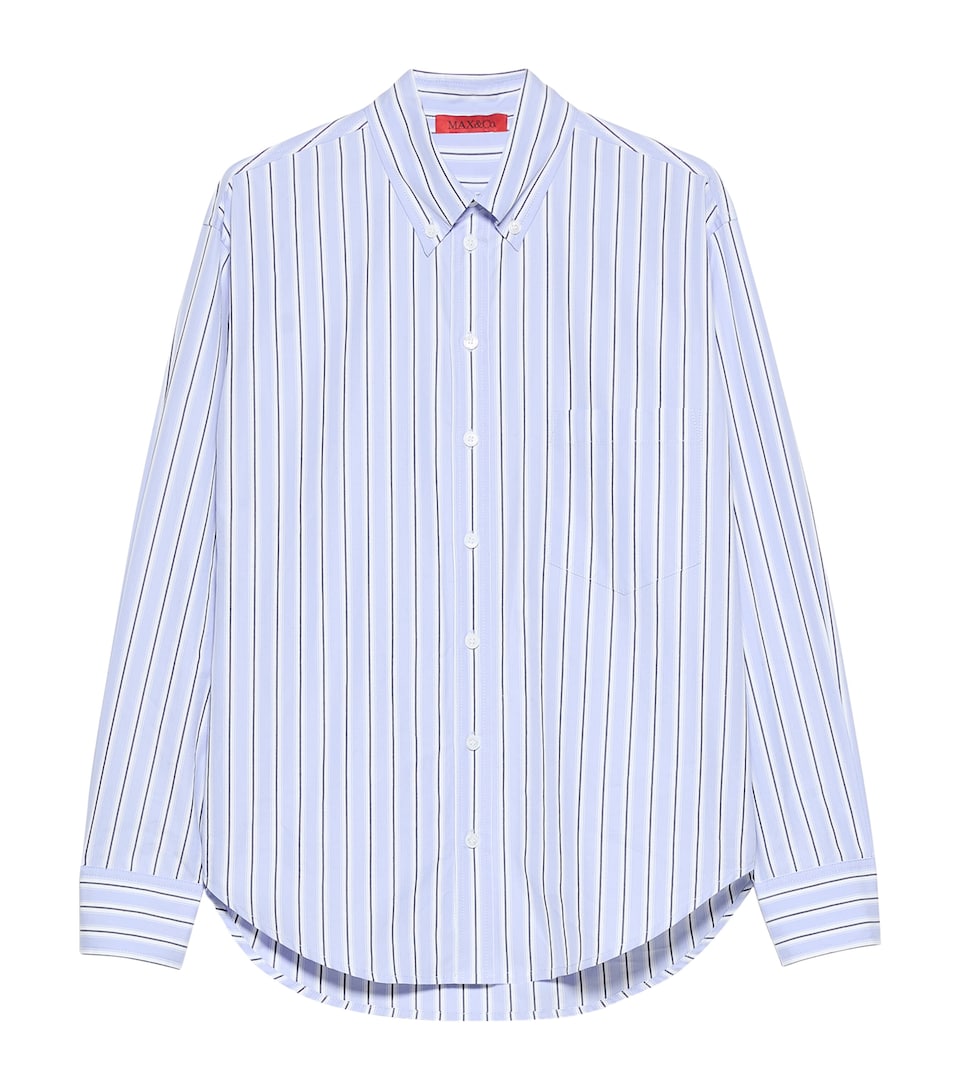 MAX&Co. Womens Cotton Stripe Shirt Navy