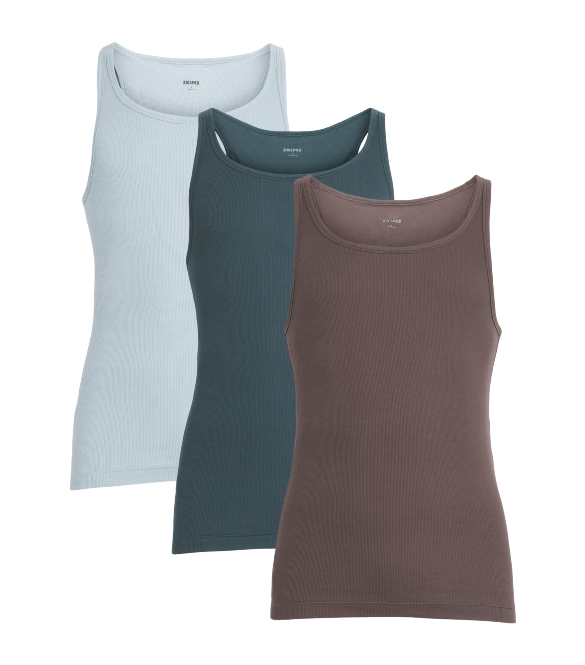 Skims Mens Cotton Ribbed Vests (Pack of 3) Tp Tnk Skymult