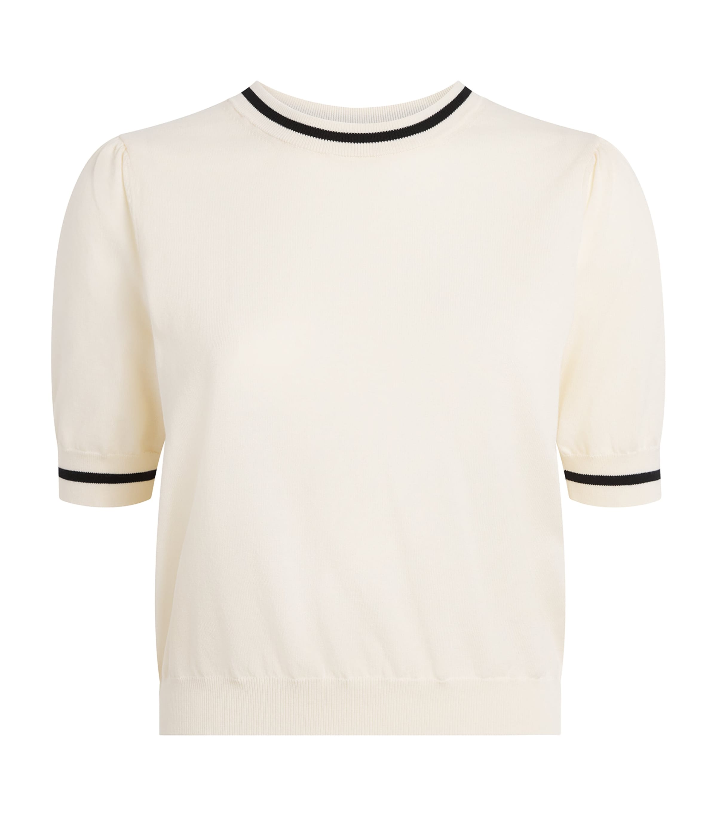 FRAME Womens Cotton-Blend Short-Sleeve Sweater Cream