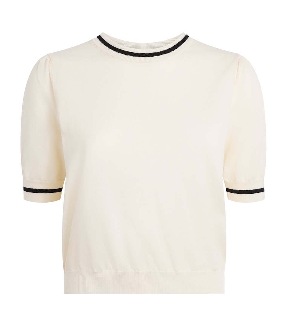FRAME Womens Cotton-Blend Short-Sleeve Sweater Cream