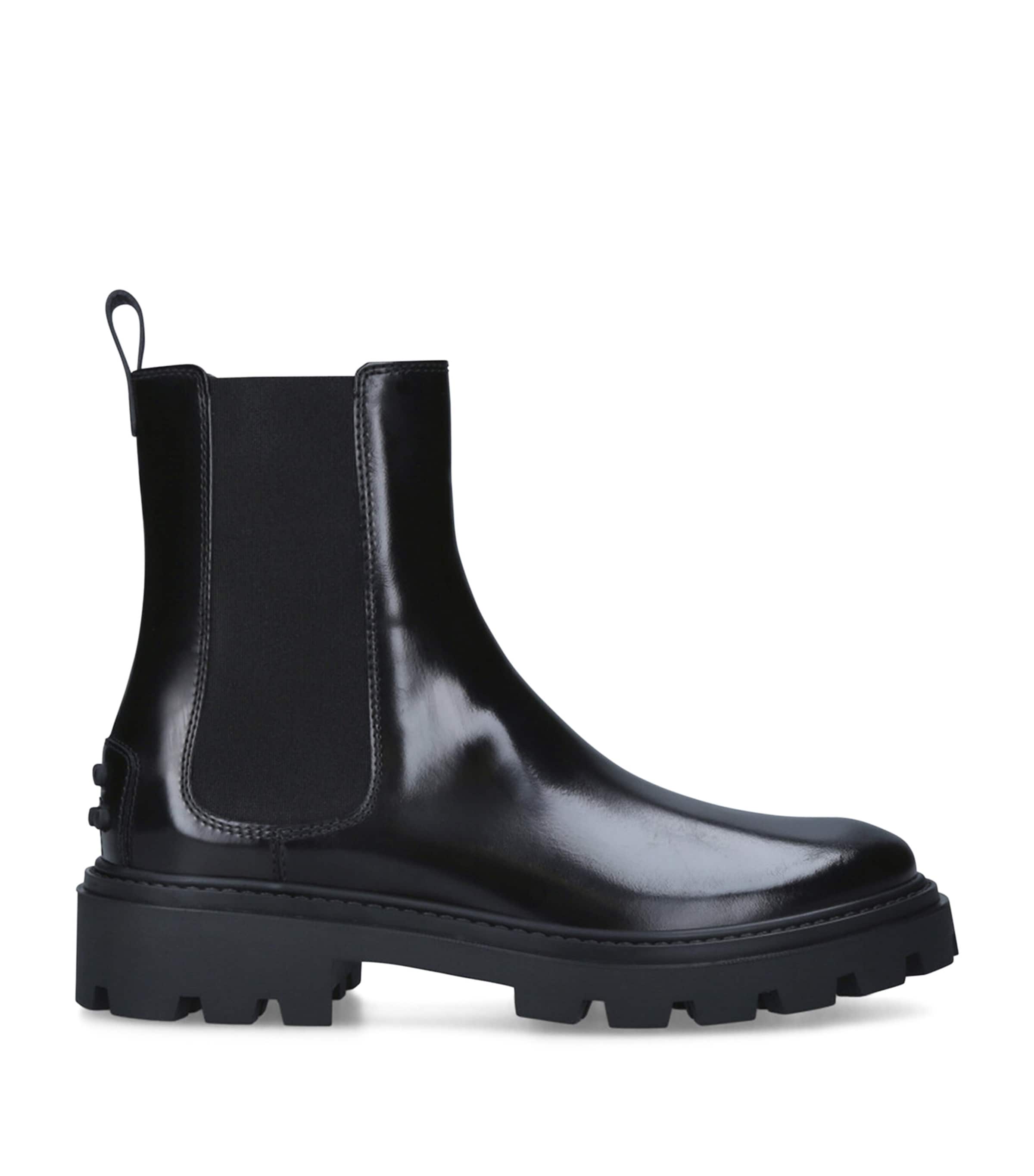 Tod's Leather Gomma Pesante Chelsea Boots Black