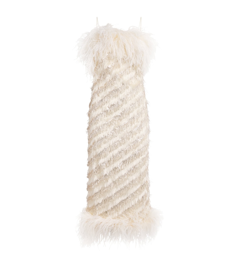 Ostrich Feather Sunset Boulevard Midi Dress