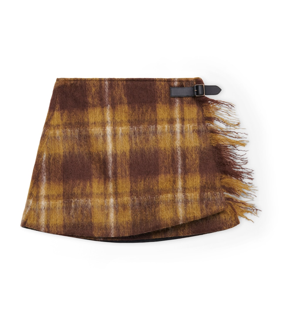 Mohair-Wool Buckled Mini Skirt