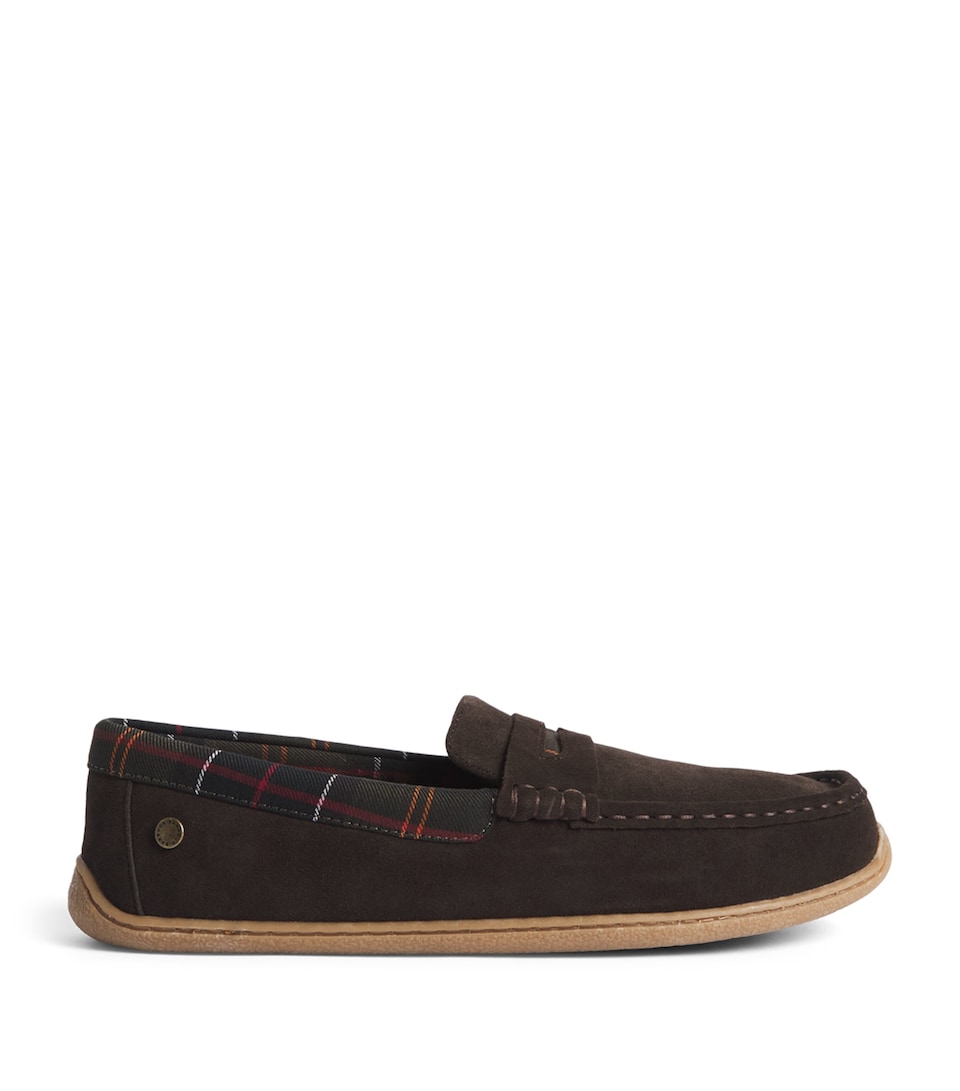 Barbour Suede Albert Slippers Brown Suede