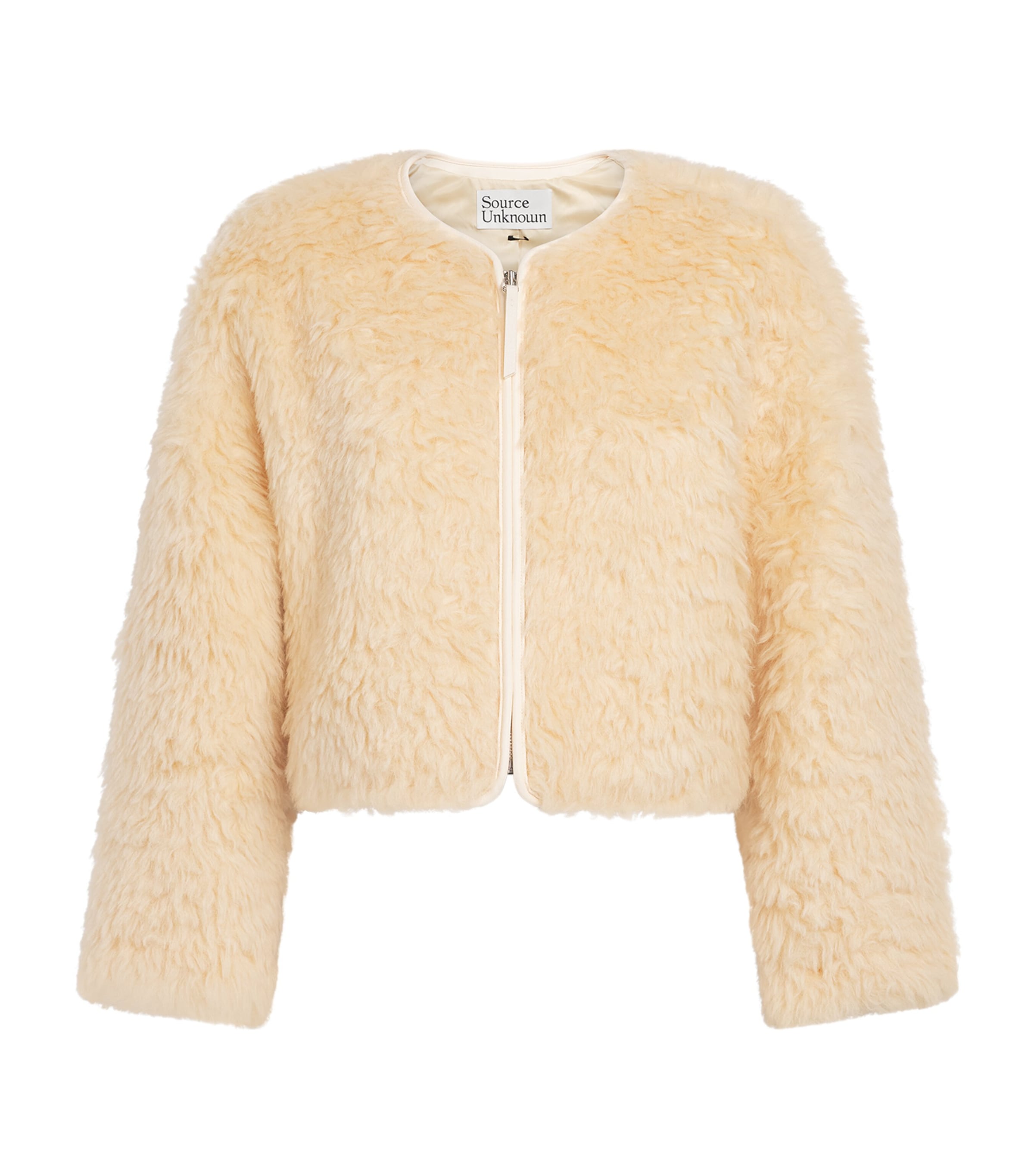Source Unknown Womens Shearling Cropped Jacket Yellow