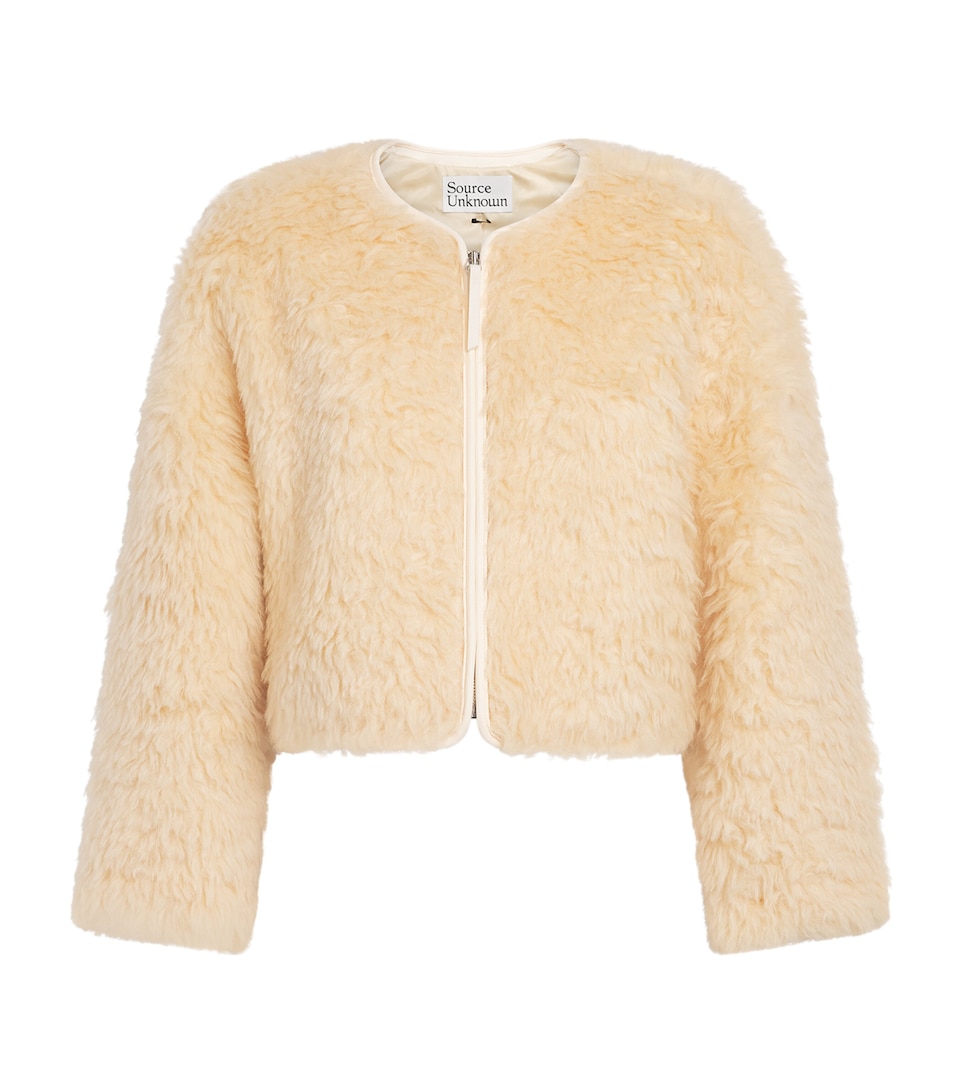 Source Unknown Womens Shearling Cropped Jacket Yellow