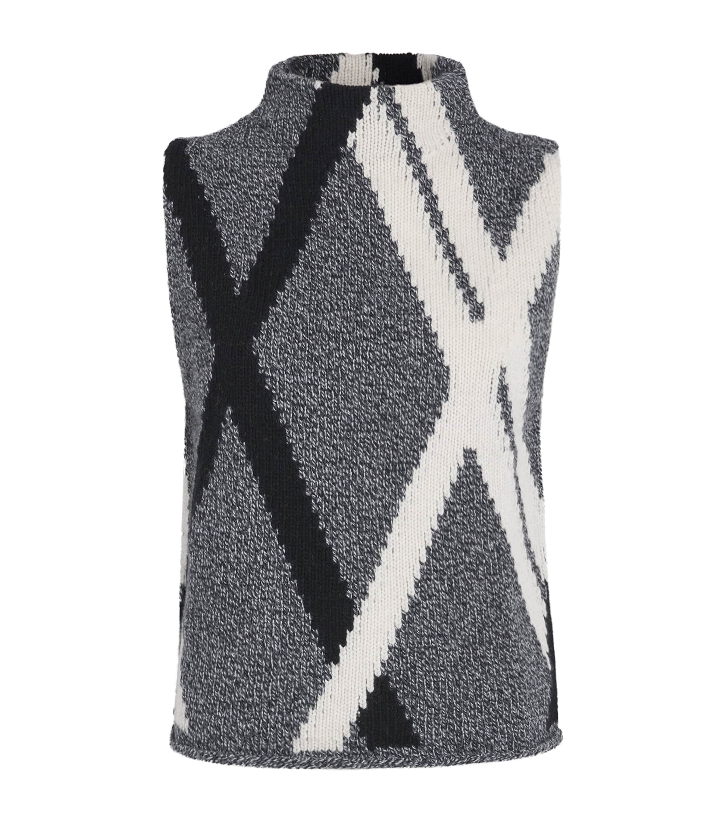 ME+EM Womens Merino Wool Argyle Sweater Vest Grey Multi