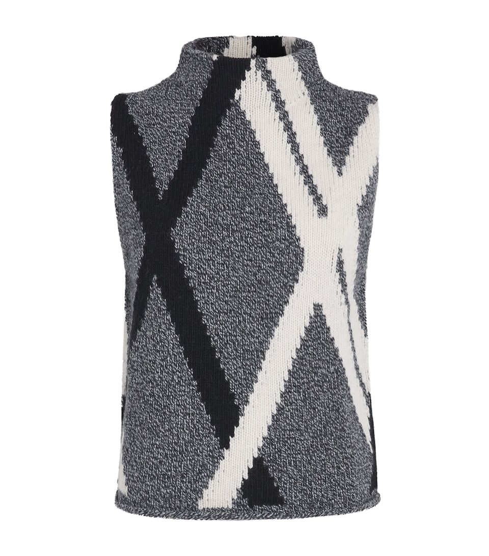 ME+EM Womens Merino Wool Argyle Sweater Vest Grey Multi