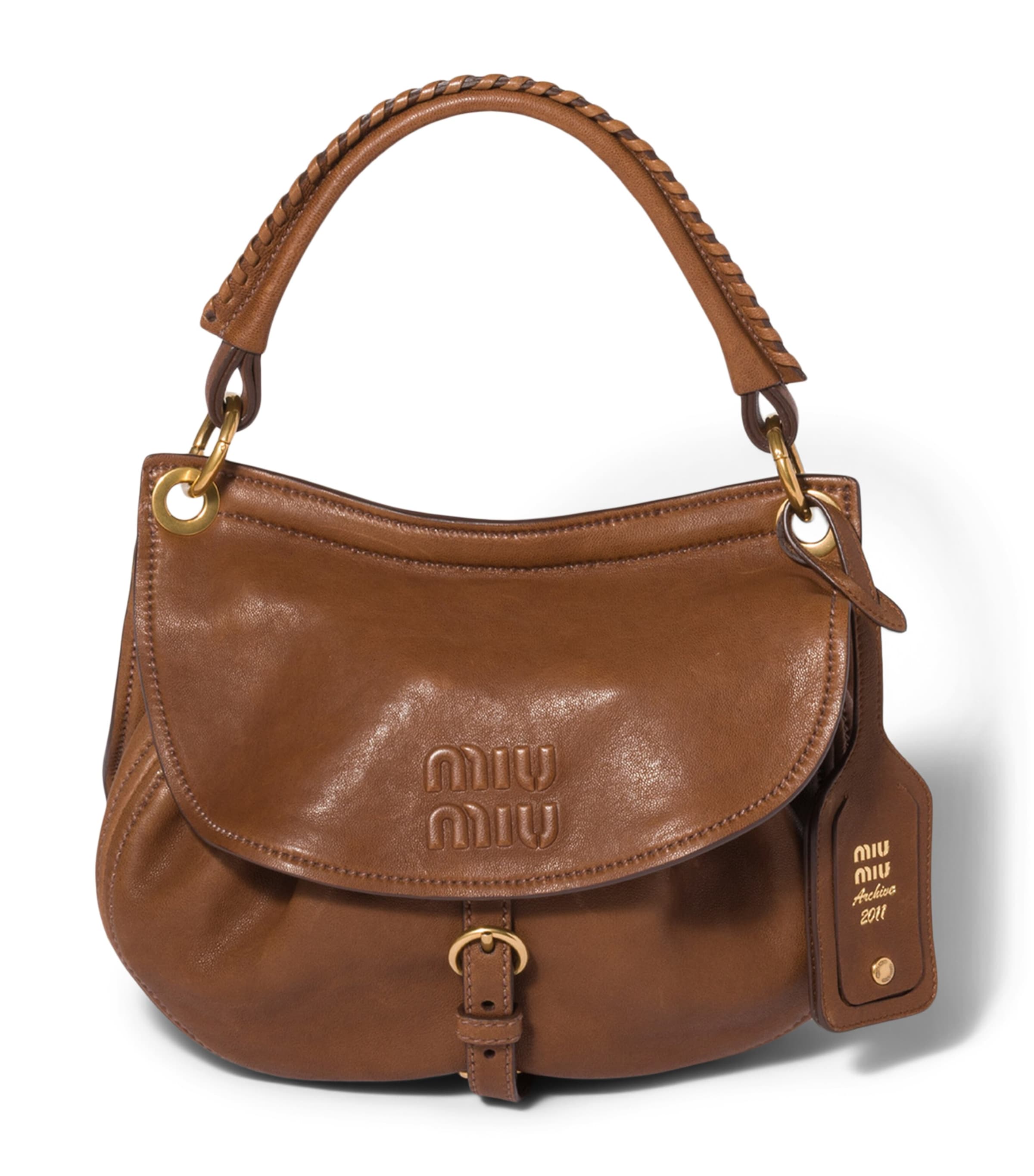 Miu Miu Small Leather Rendez-Vous Shoulder Bag Brown