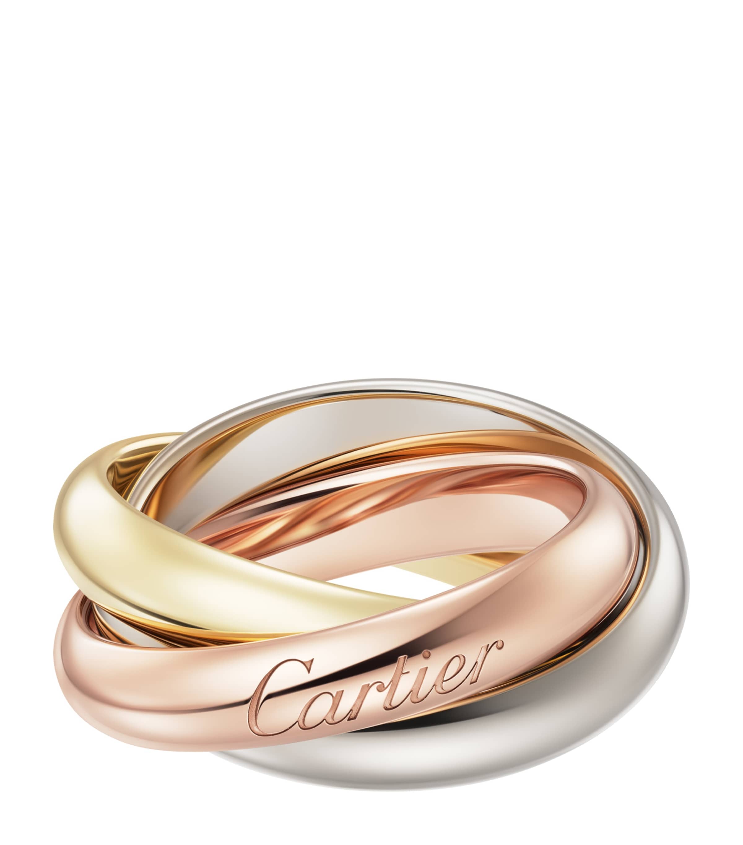 Large White, Rose and Yellow Gold Trinity Ring