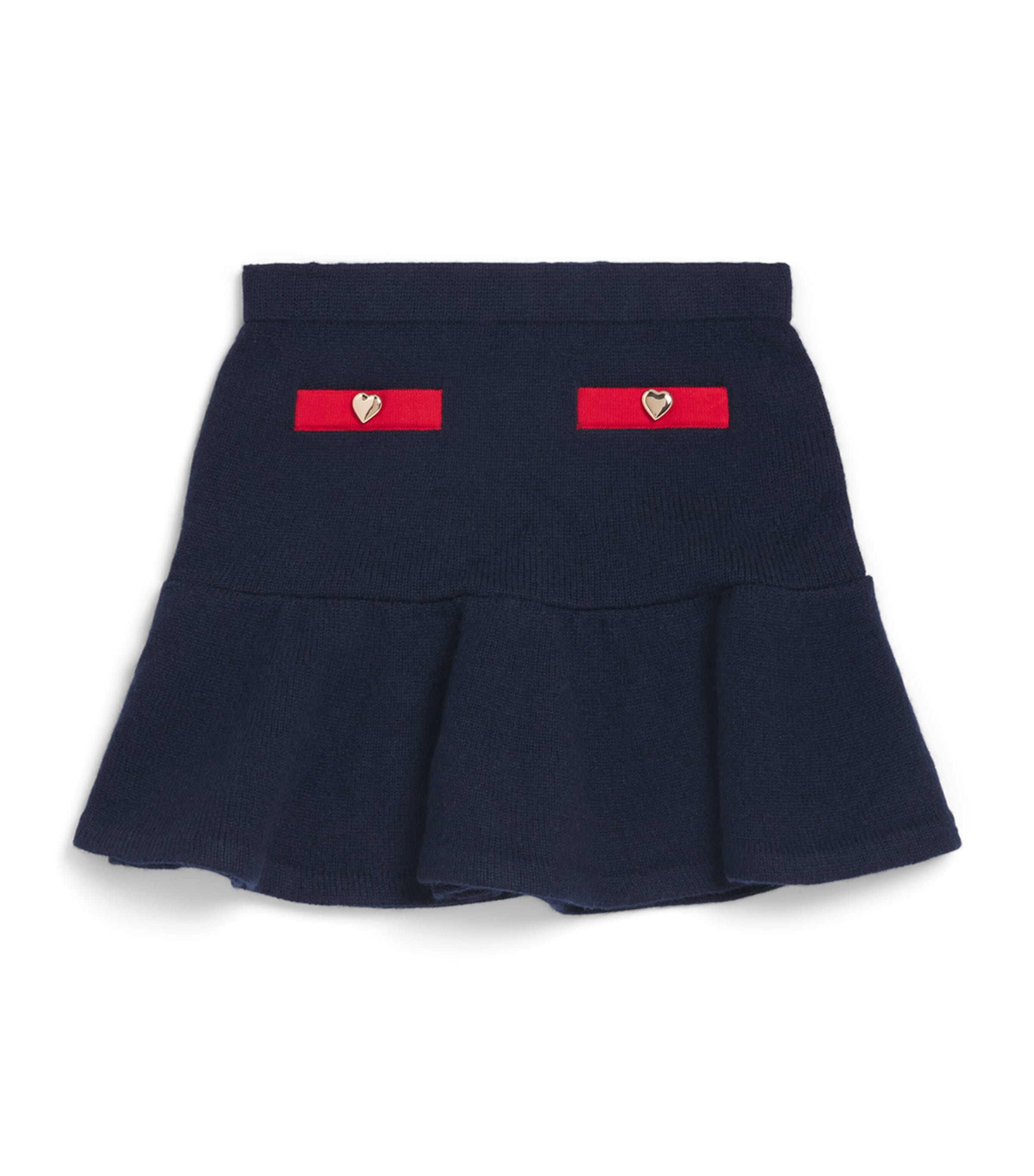 Self-Portrait Kids Flared Knit Skirt (3-12 Years) Navy