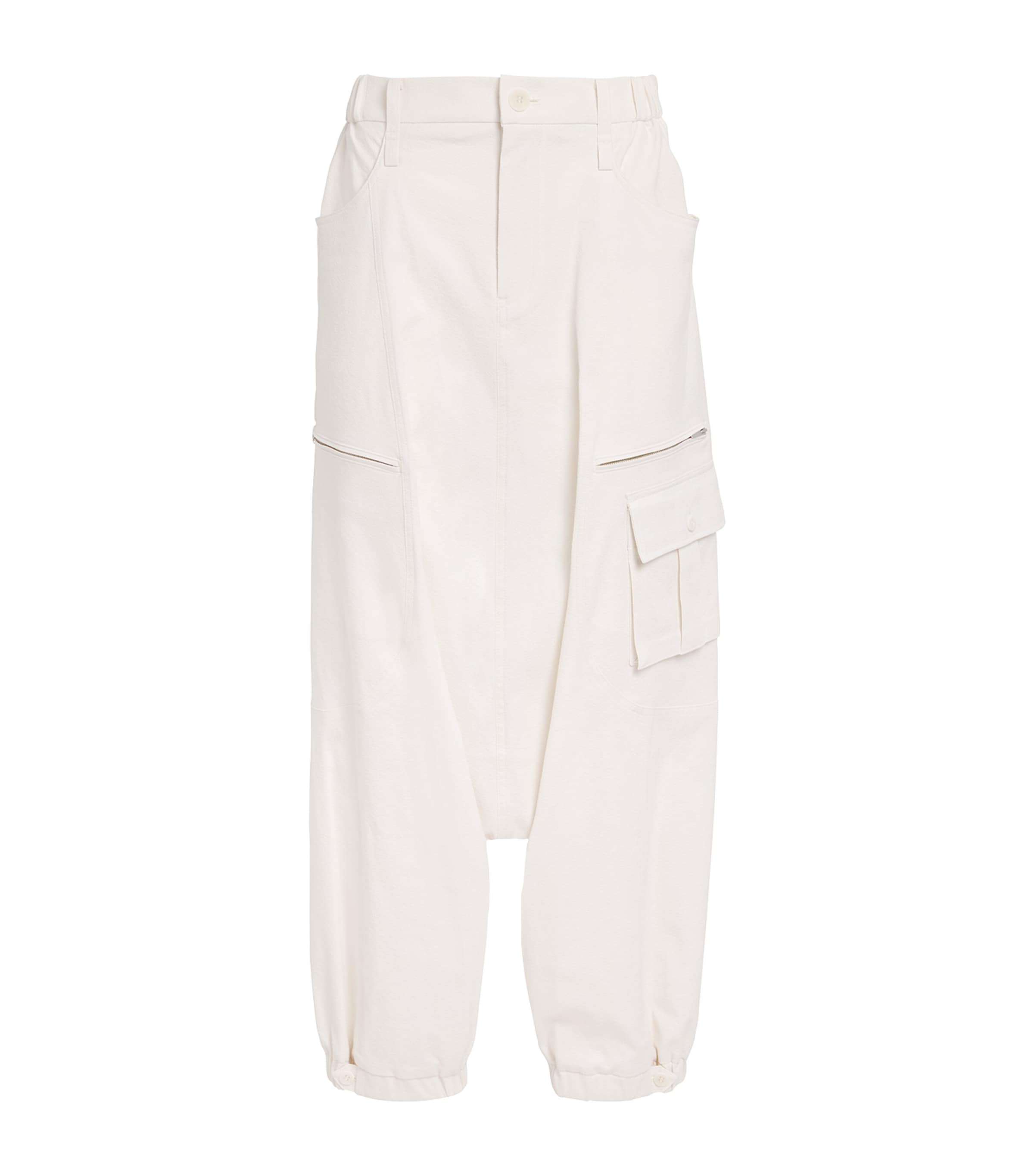 Issey Miyake Womens Grainy Pants Cargo Trousers Off White
