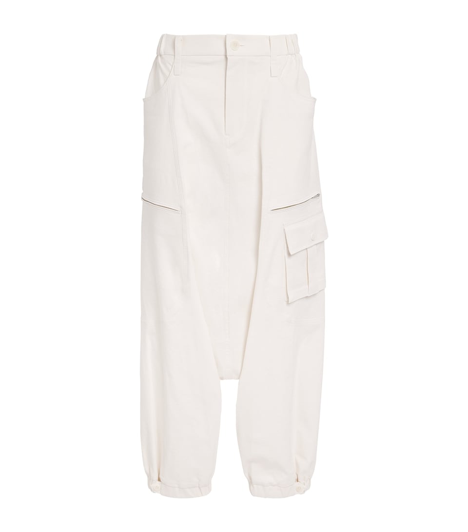Issey Miyake Womens Grainy Pants Cargo Trousers Off White