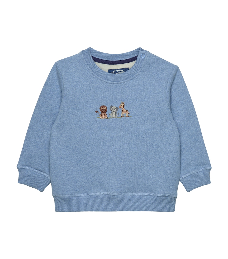 Trotters Cotton Augustus & Friends Sweatshirt (3-24 Months) Pale Blue Marl