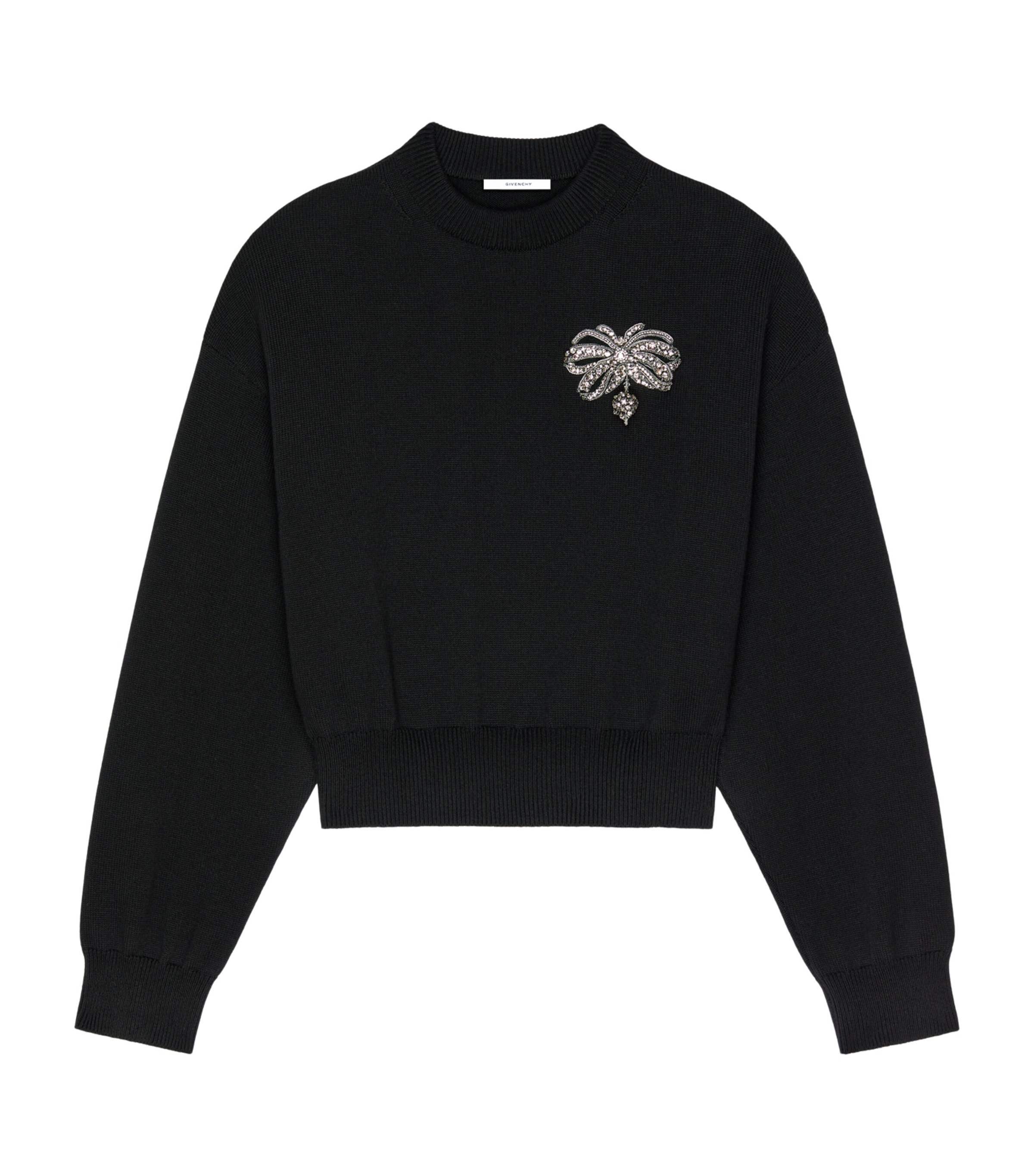 Givenchy Womens Wool-Cotton Embellished Sweater