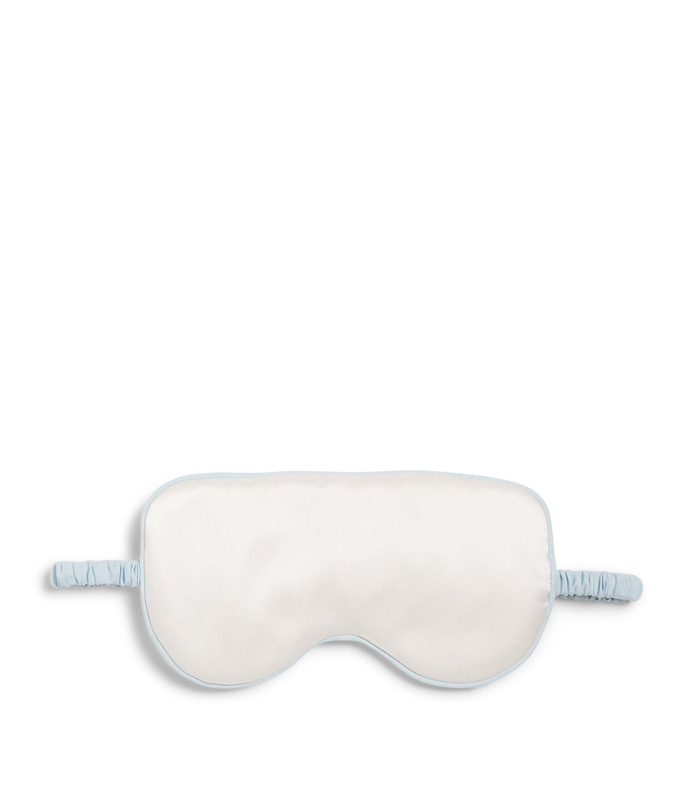 Olivia von Halle Womens Silk Audrey Eye Mask Ivory Powder Blue