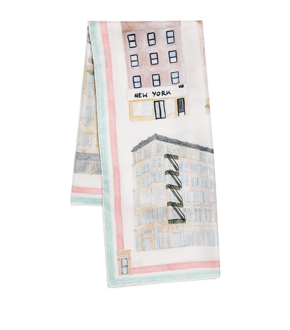 Lafayette 148 Silk Twill Pied-à-Terre Scarf Cloud Multi