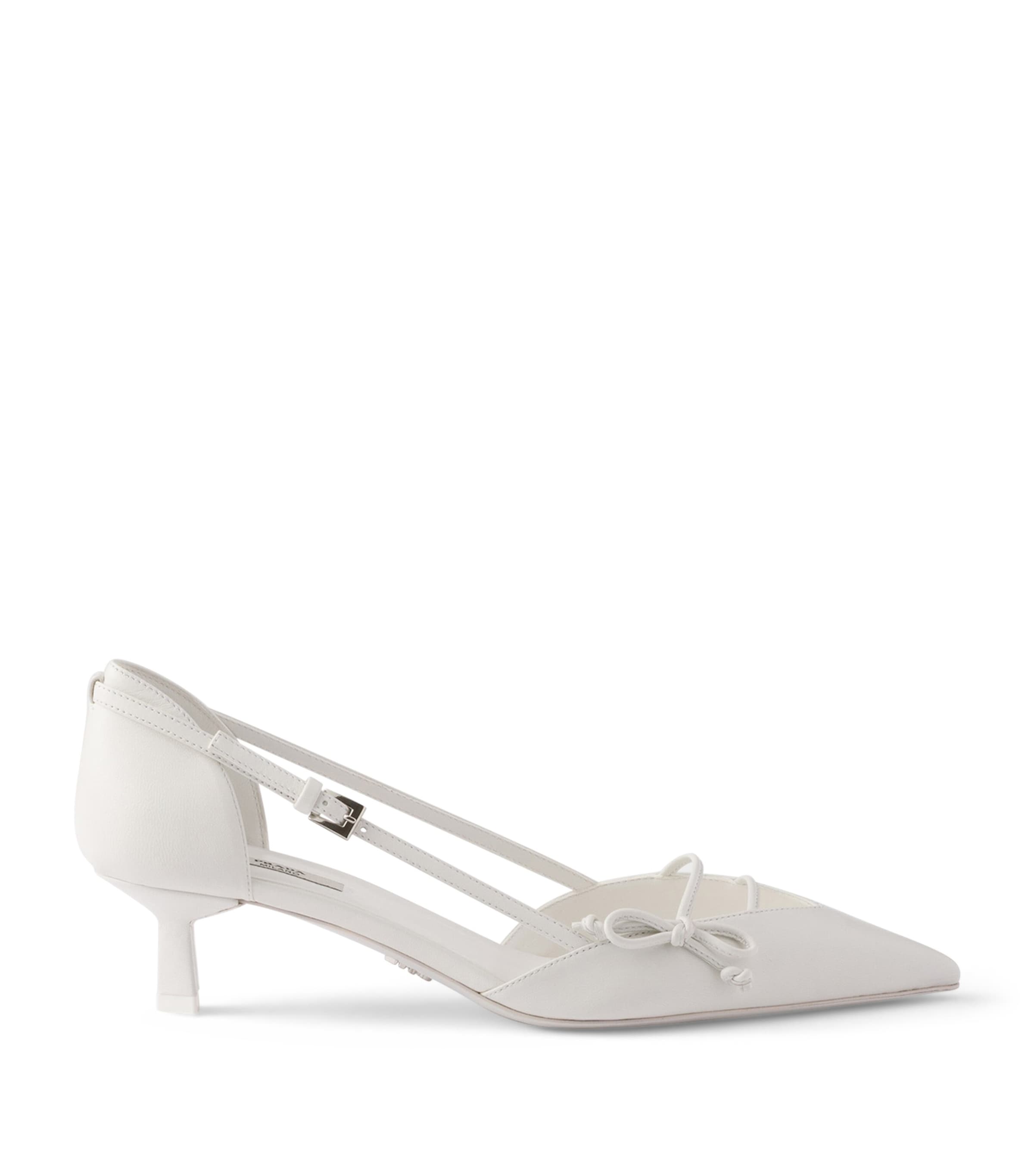 Prada Leather Open-Side Pumps 45 White