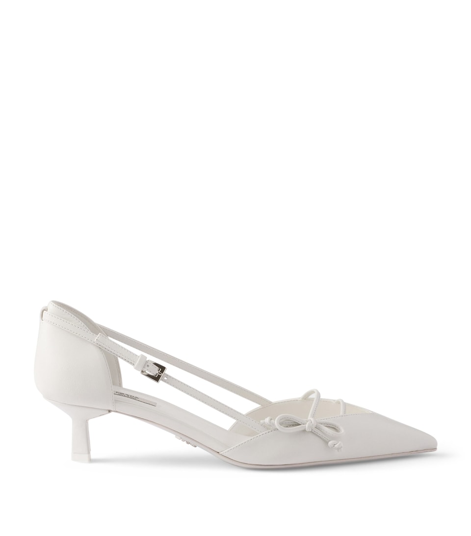 Prada Leather Open-Side Pumps 45 White