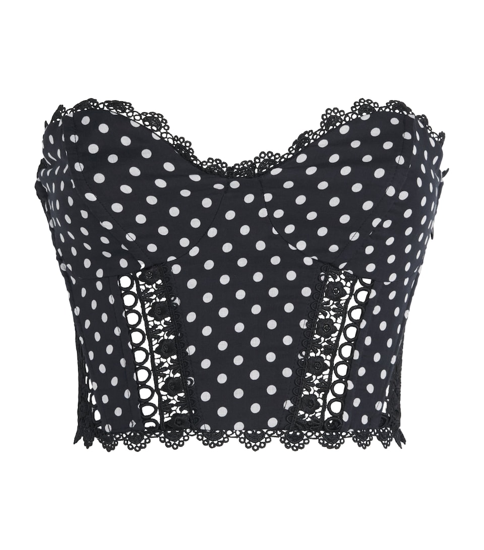 Charo Ruiz Ibiza Womens Polka-Dot Fiare Corset Top Black Dots