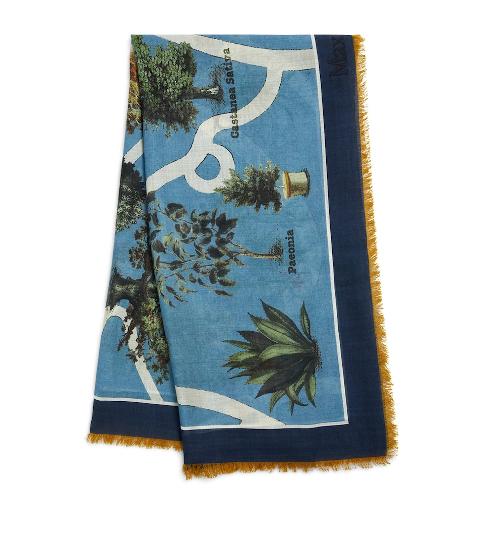 Wool-Silk Botanical Square Scarf