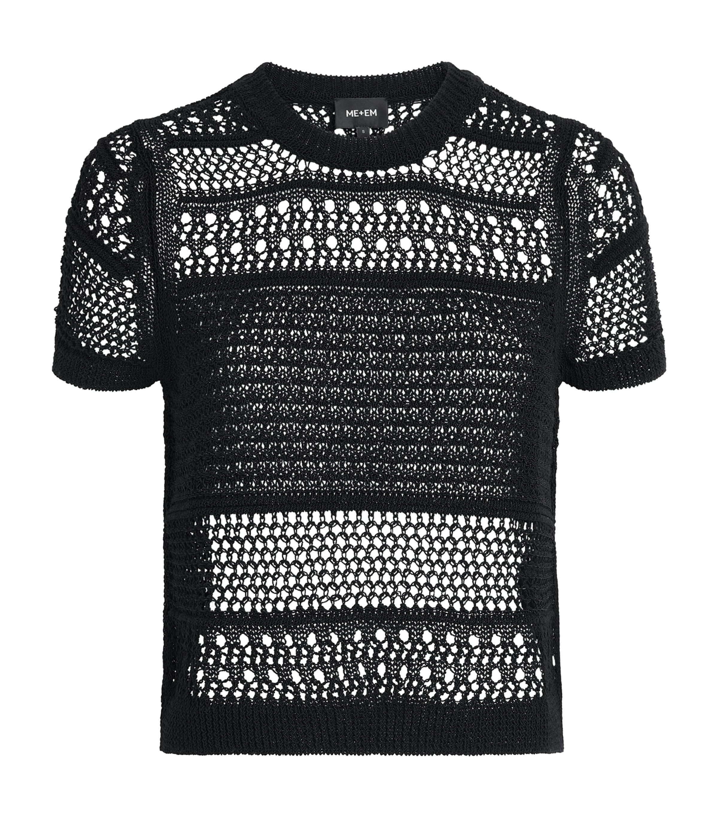 ME+EM Womens Open-Stitch Baby T-Shirt Black