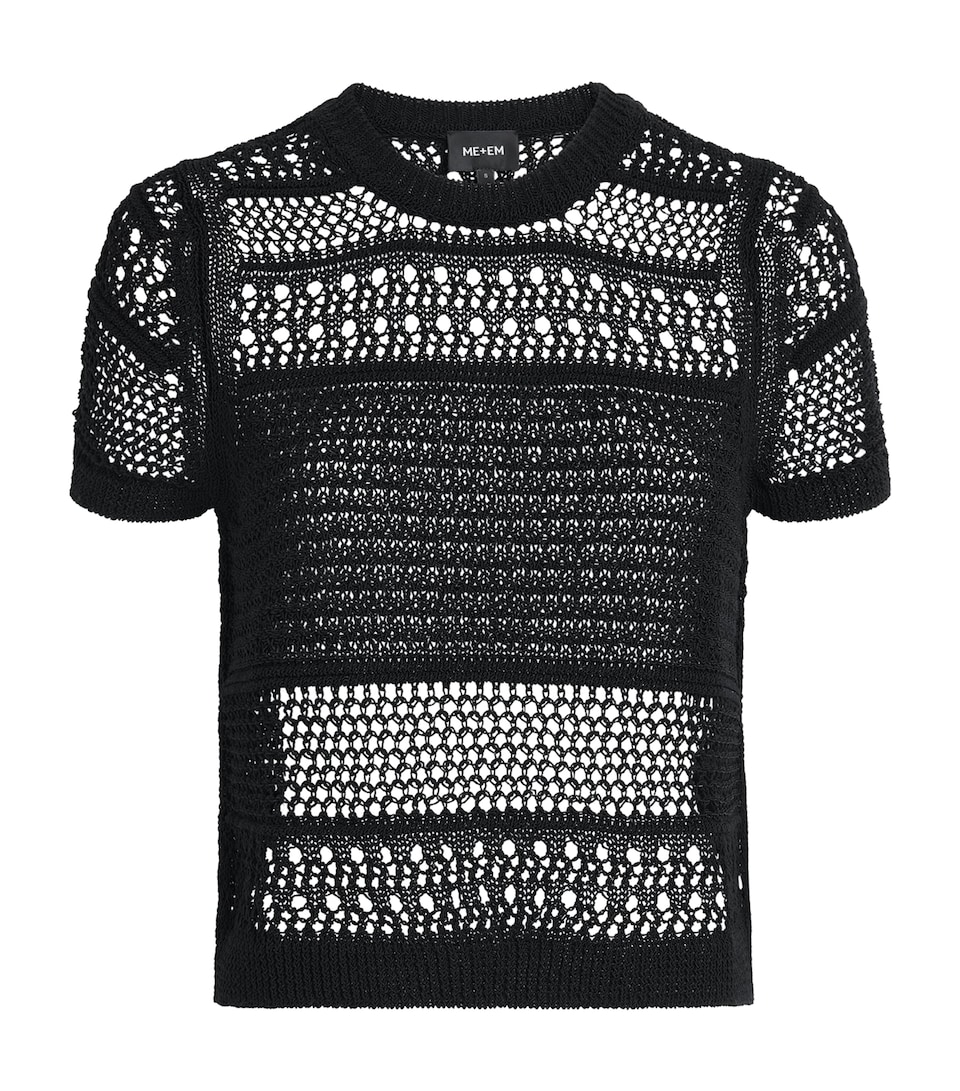 ME+EM Womens Open-Stitch Baby T-Shirt Black
