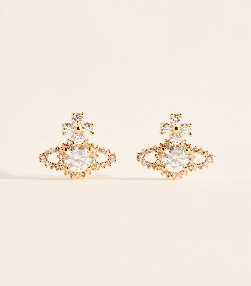 Vivienne Westwood Valentina Stud Earrings Gold/white, Mauve Cz