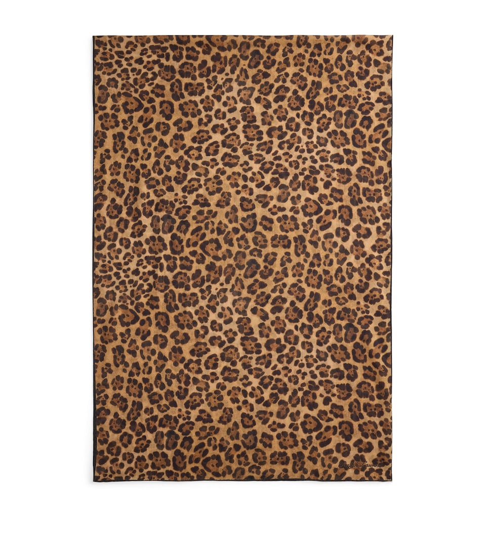 Ralph Lauren Collection Cashmere Leopard Scarf Tan Multi