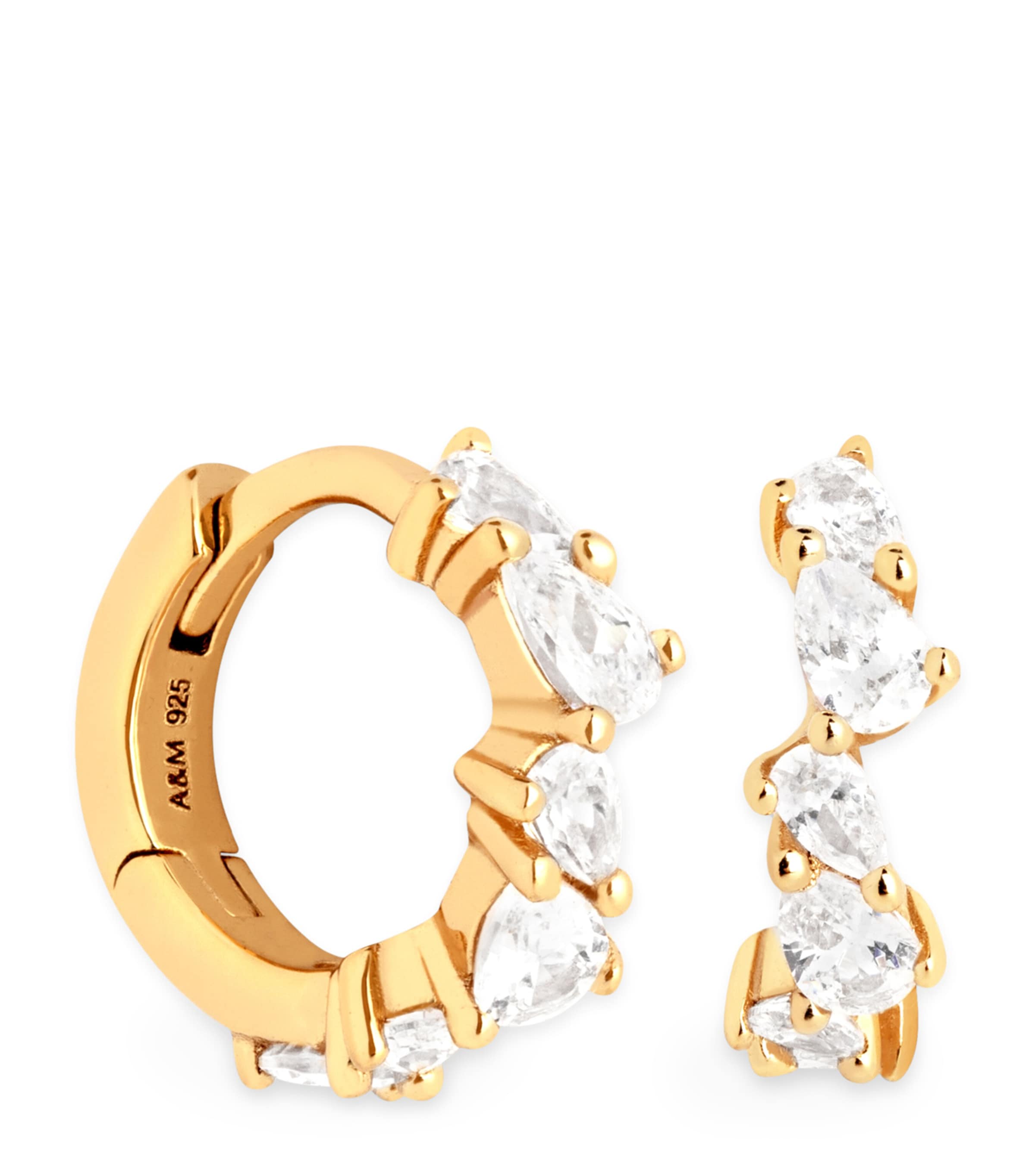 Gold-Plated Crystal Pear Huggie Earrings