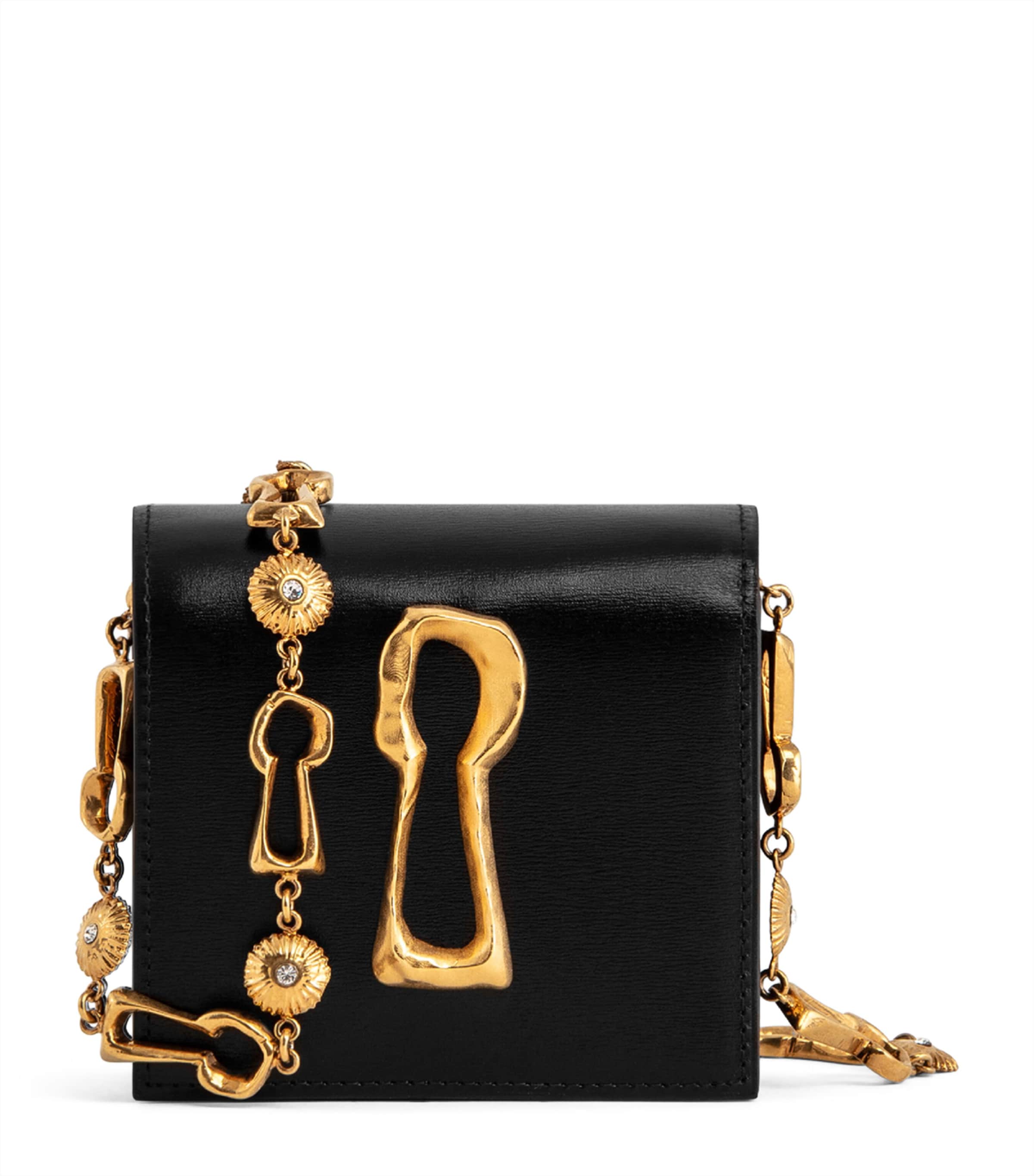 Schiaparelli Mini Leather Keyhole Clutch Bag Black