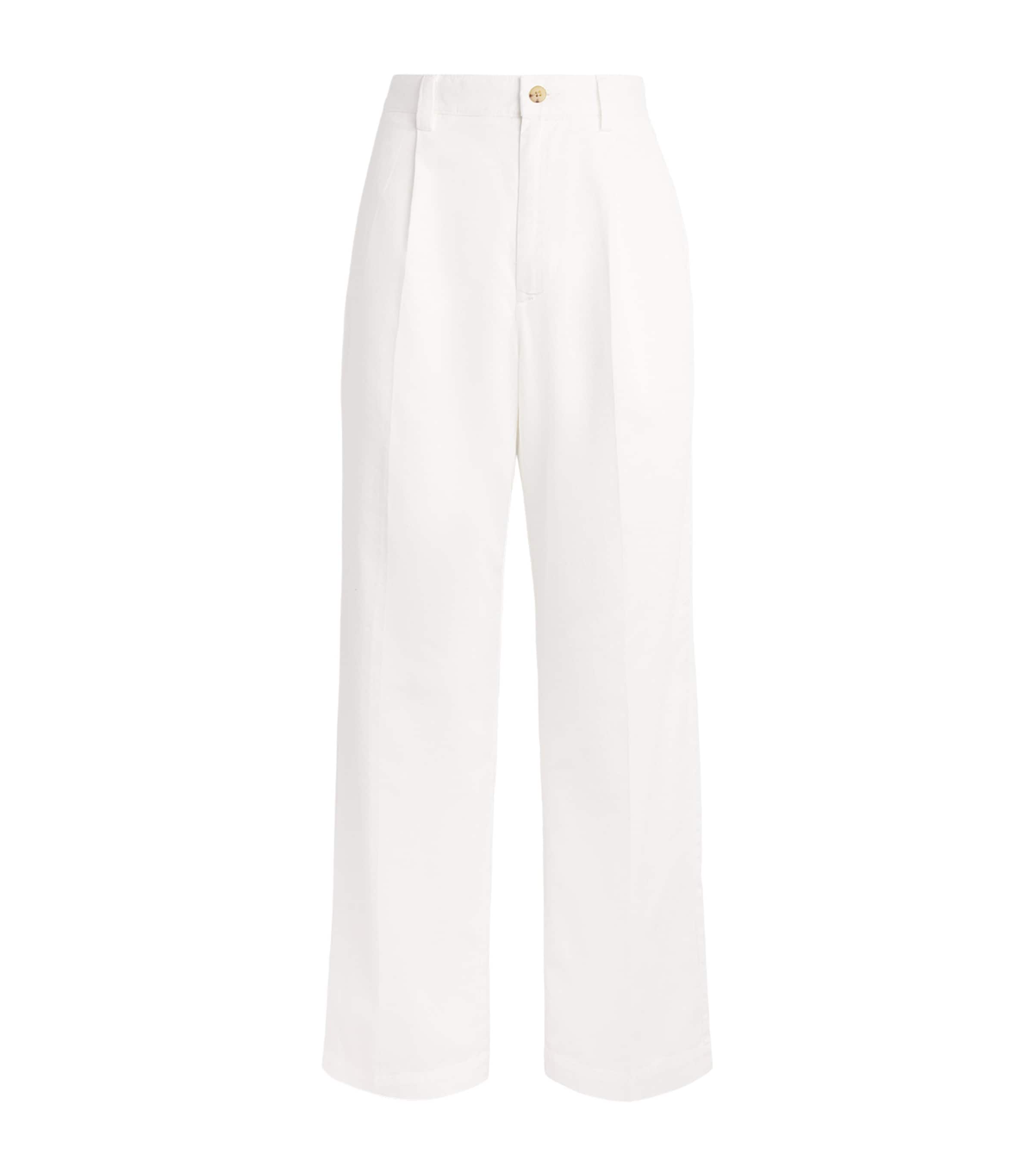 Polo Ralph Lauren Womens Pleated Trousers Deckwash White