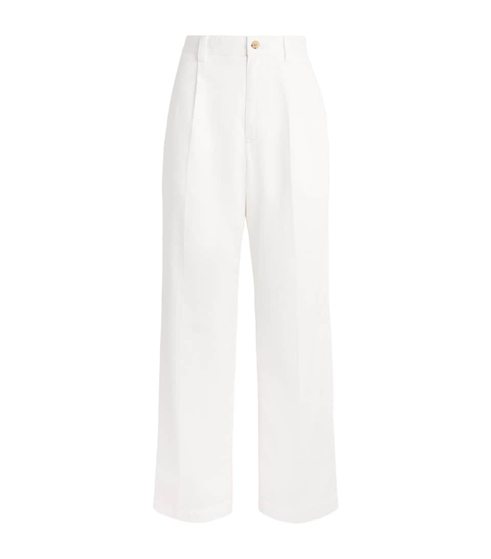 Polo Ralph Lauren Womens Pleated Trousers Deckwash White