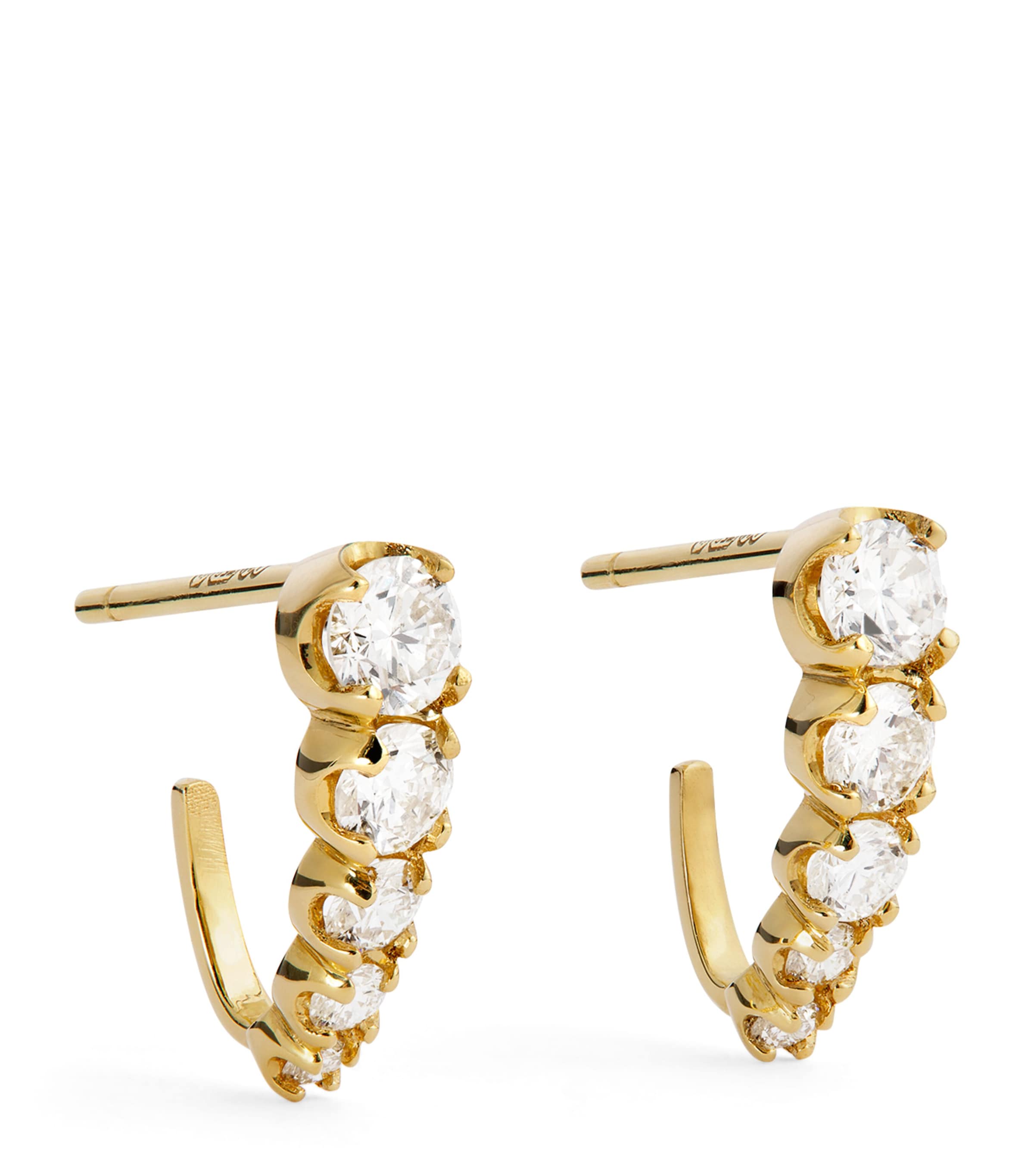 Large Yellow Gold and Diamond Edith Stud Earrings