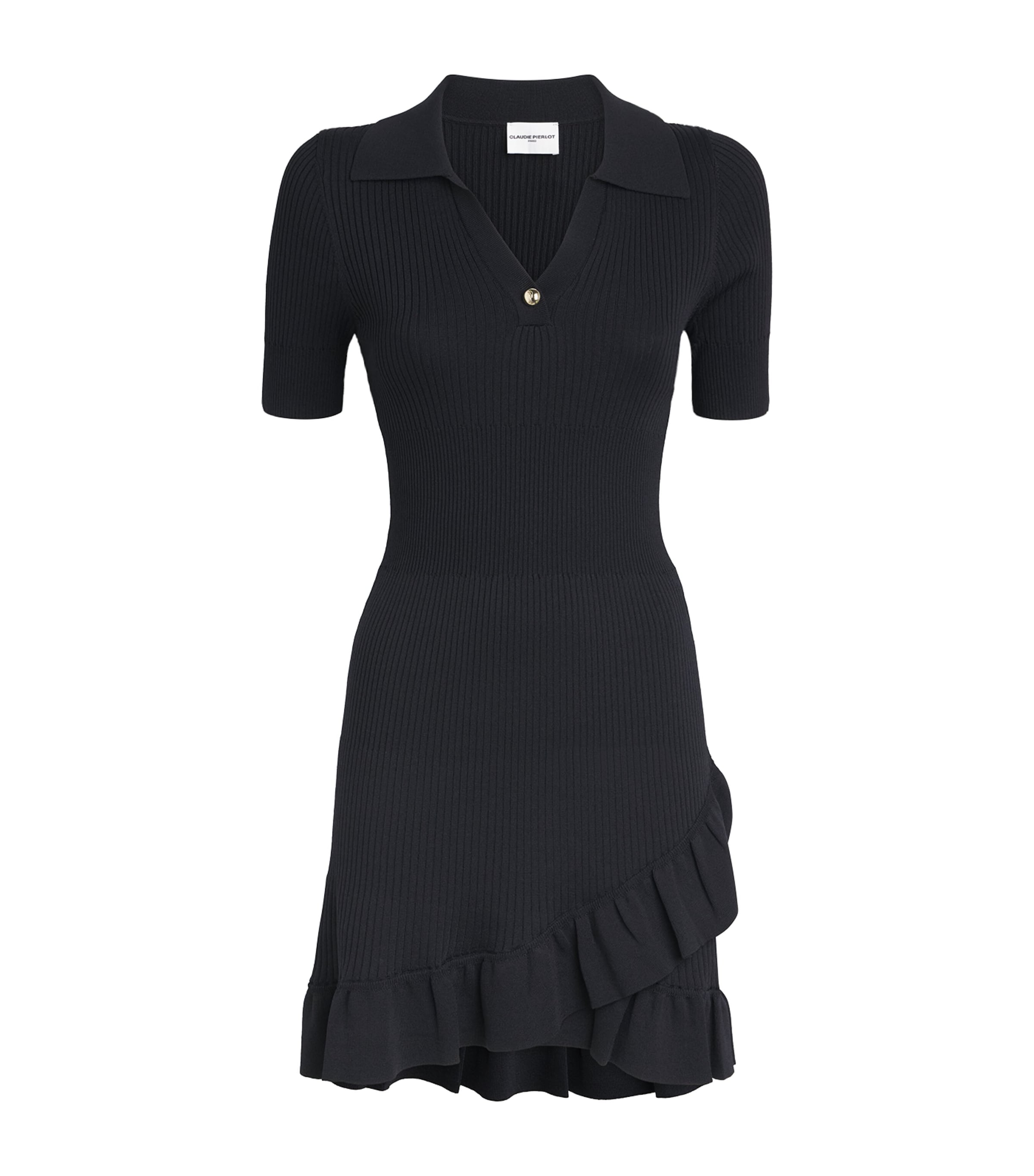 Claudie Pierlot Womens Knitted Polo Mini Dress Black