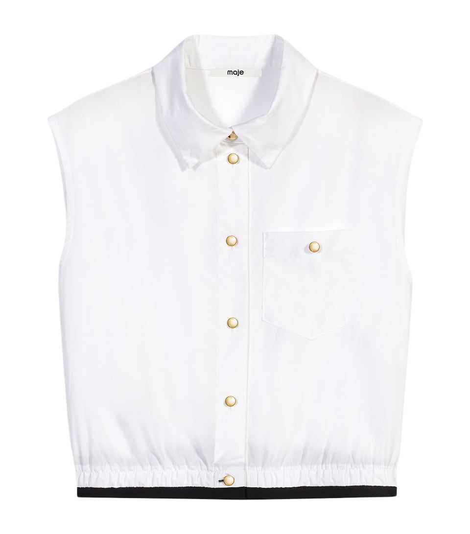 Maje Womens Cotton Sleeveless Shirt White