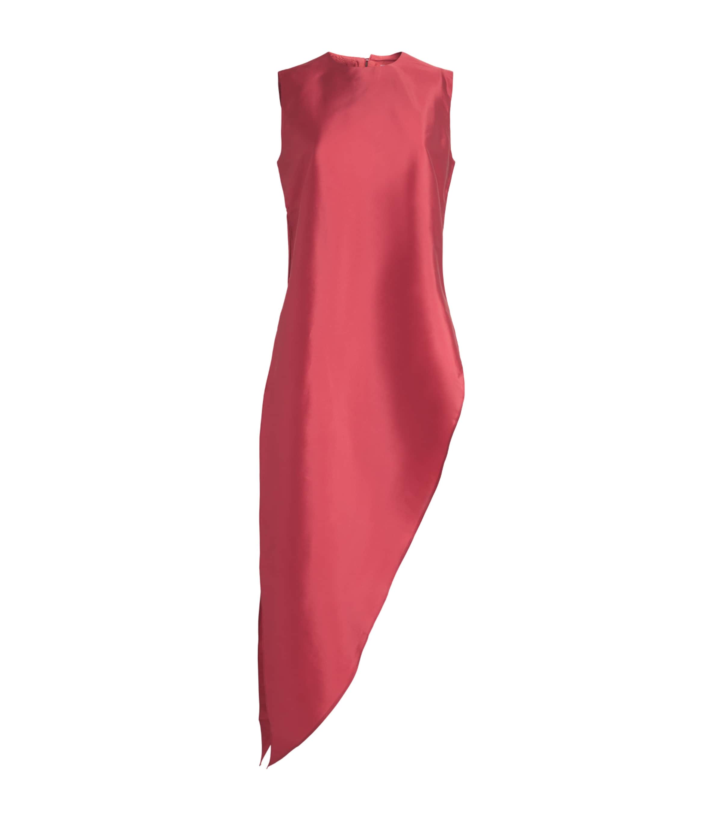 Abadia Womens Satin Asymmetric Longline Top Red