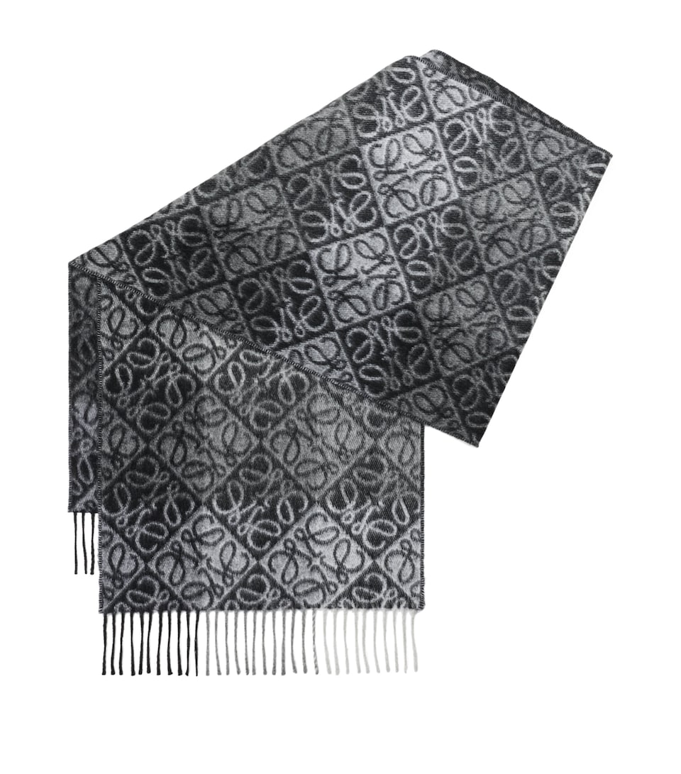 LOEWE Wool-Cashmere Anagram Scarf Black/white