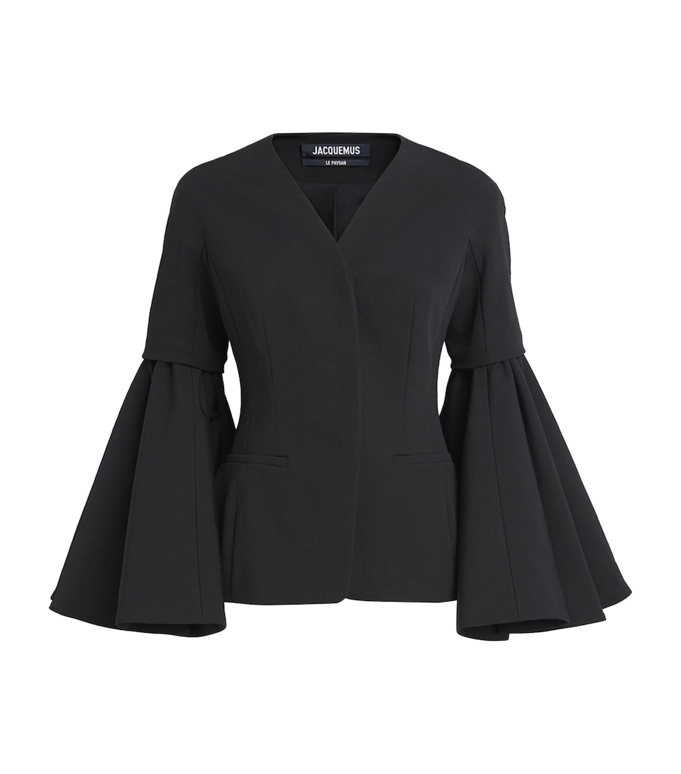 Jacquemus Womens Wool-Linen-Blend Paysan Blazer Black