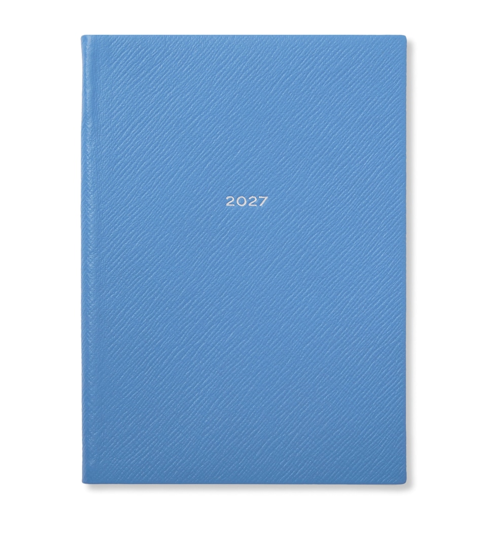Smythson Leather Soho Weekly Diary 2027 Nile Blue
