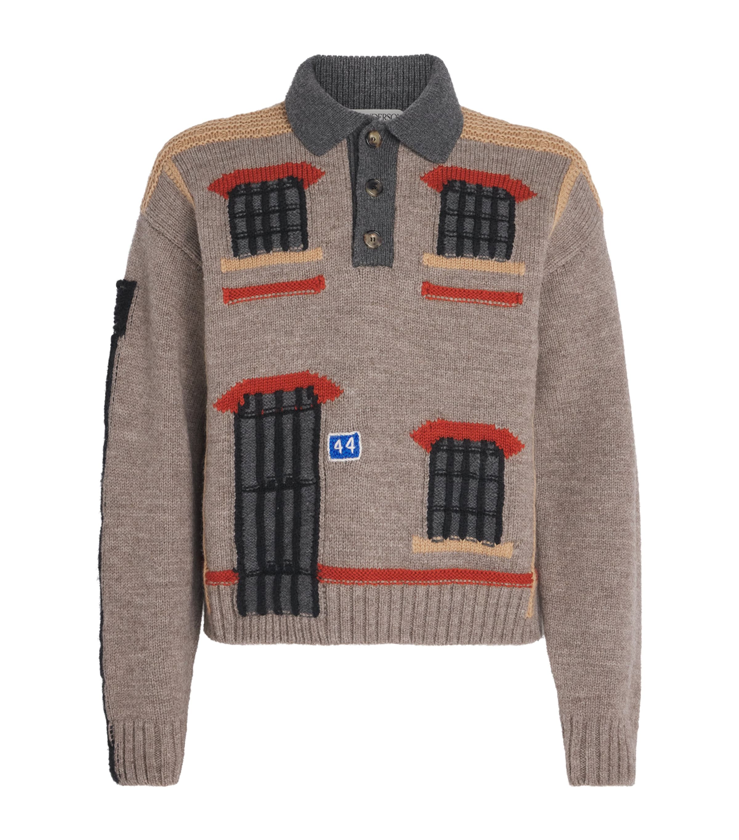 Wool Jacquard House Polo Sweater